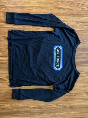 Black 'Air Force' Graphic Long Sleeve Tee